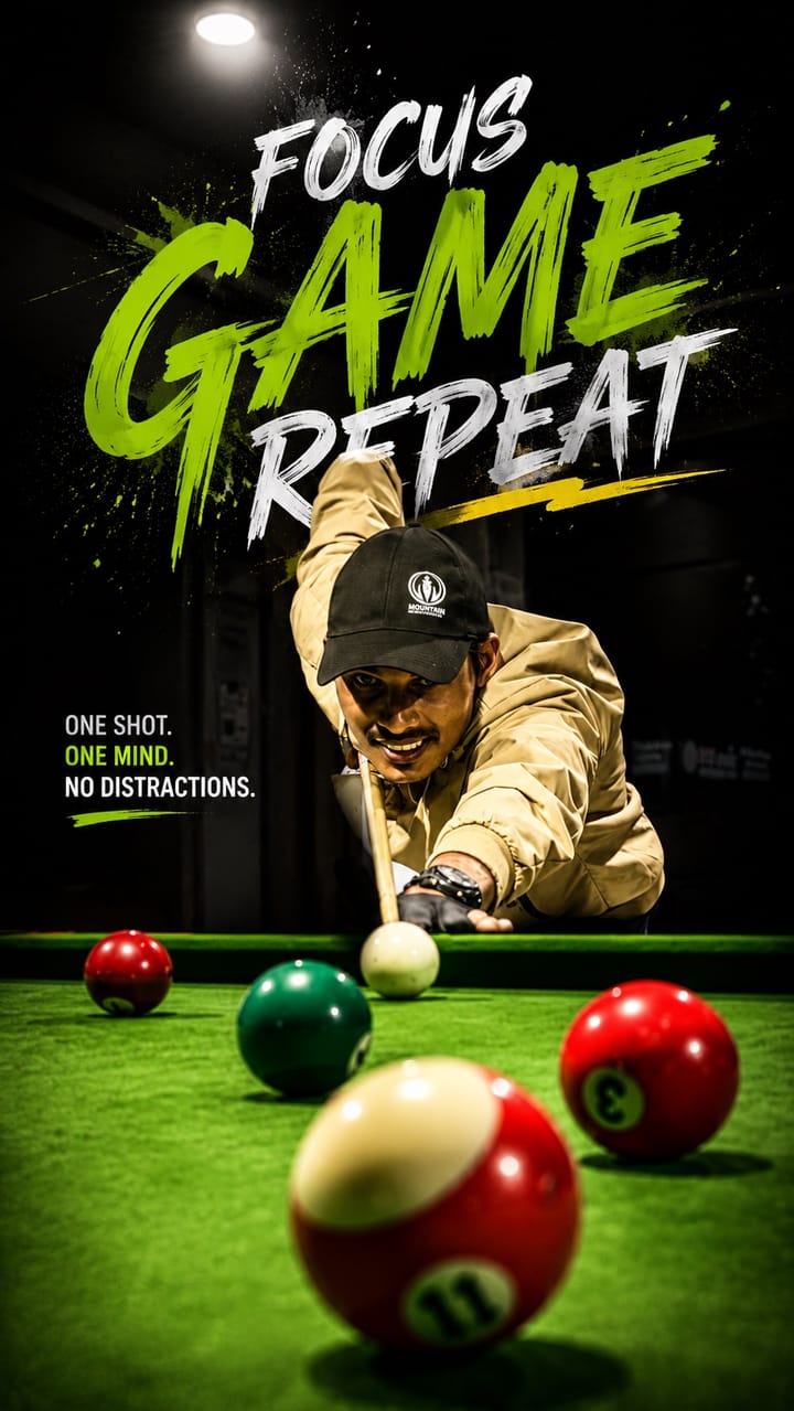 Focus, game, repeat: a player lines up a shot at The Green Room